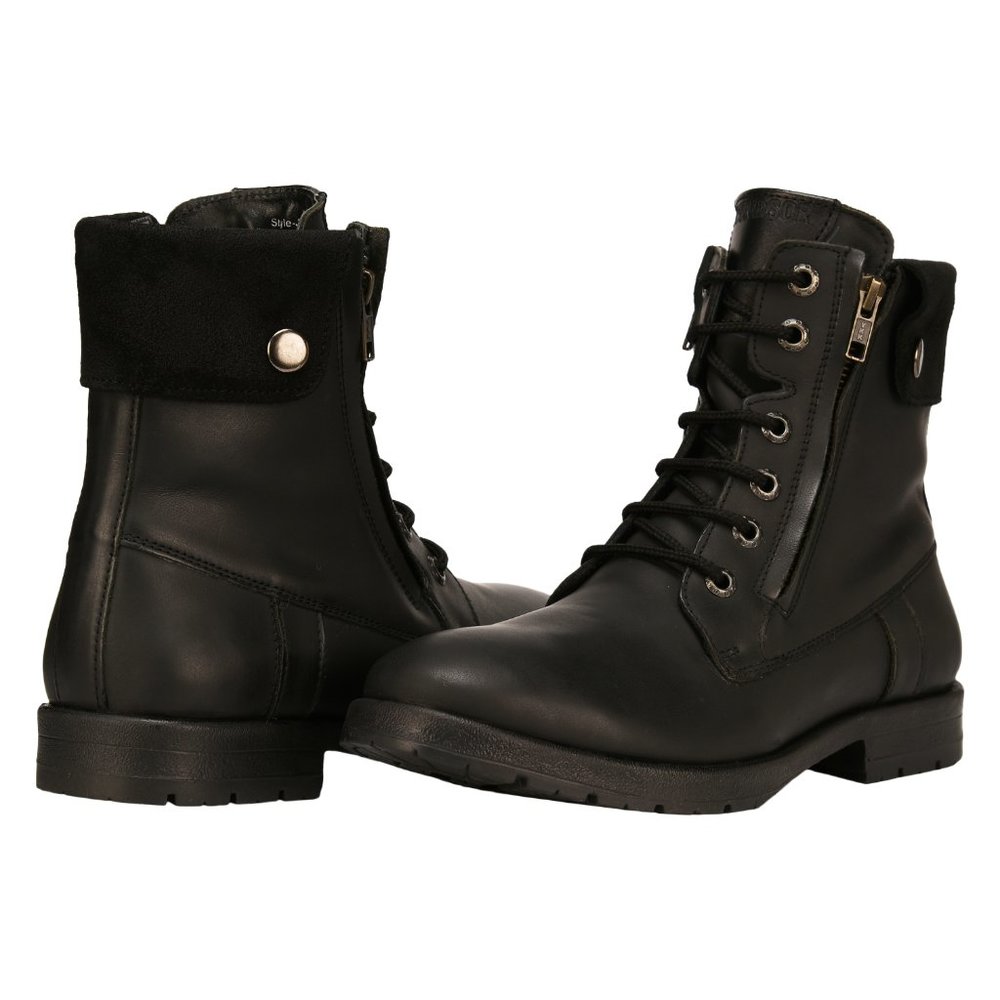 LIBERTYZENO Men's Black  Lace-Up Casual Boots - Picture 2 of 6